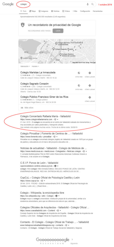Tes de seo para el colegio