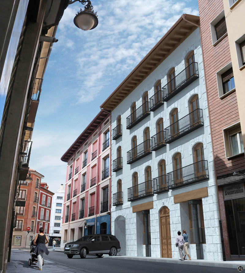 Imagen 3d de edificio en Zapico